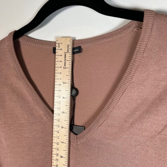 NWT ADRIANNA PAPELL Antique Rose Long Sequin Sleeve V-neck Pullover Sweater Sz S - Picture 6 of 16